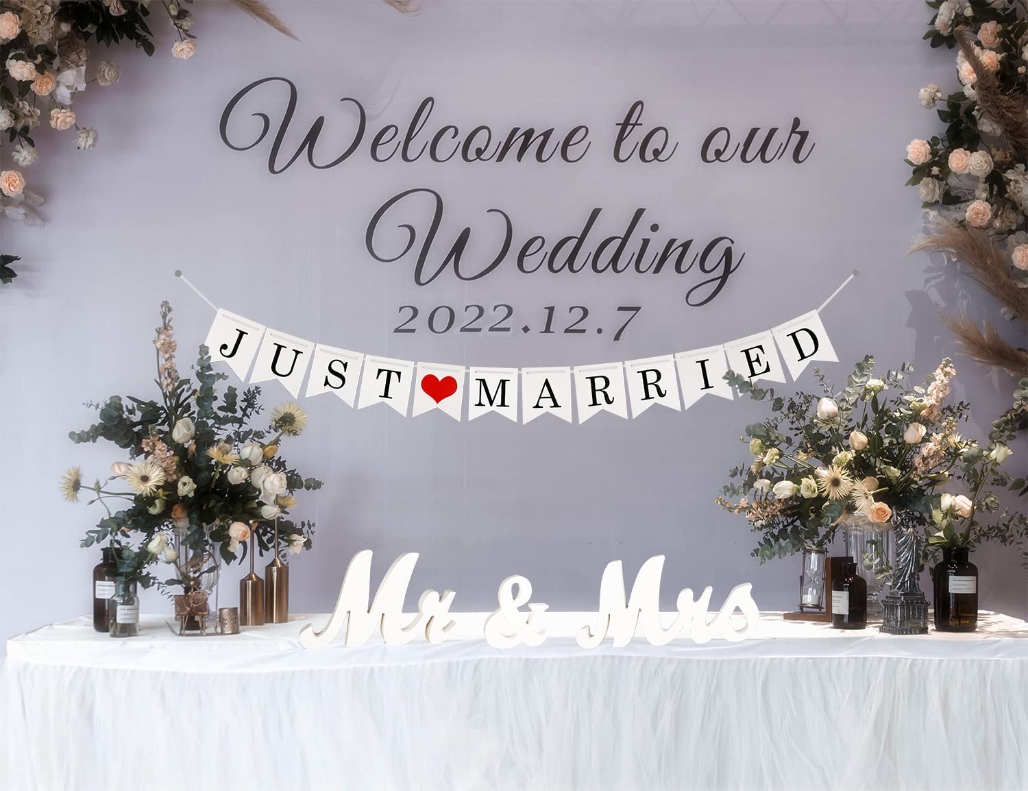 Mr and Mrs Sign & Just Married Banner