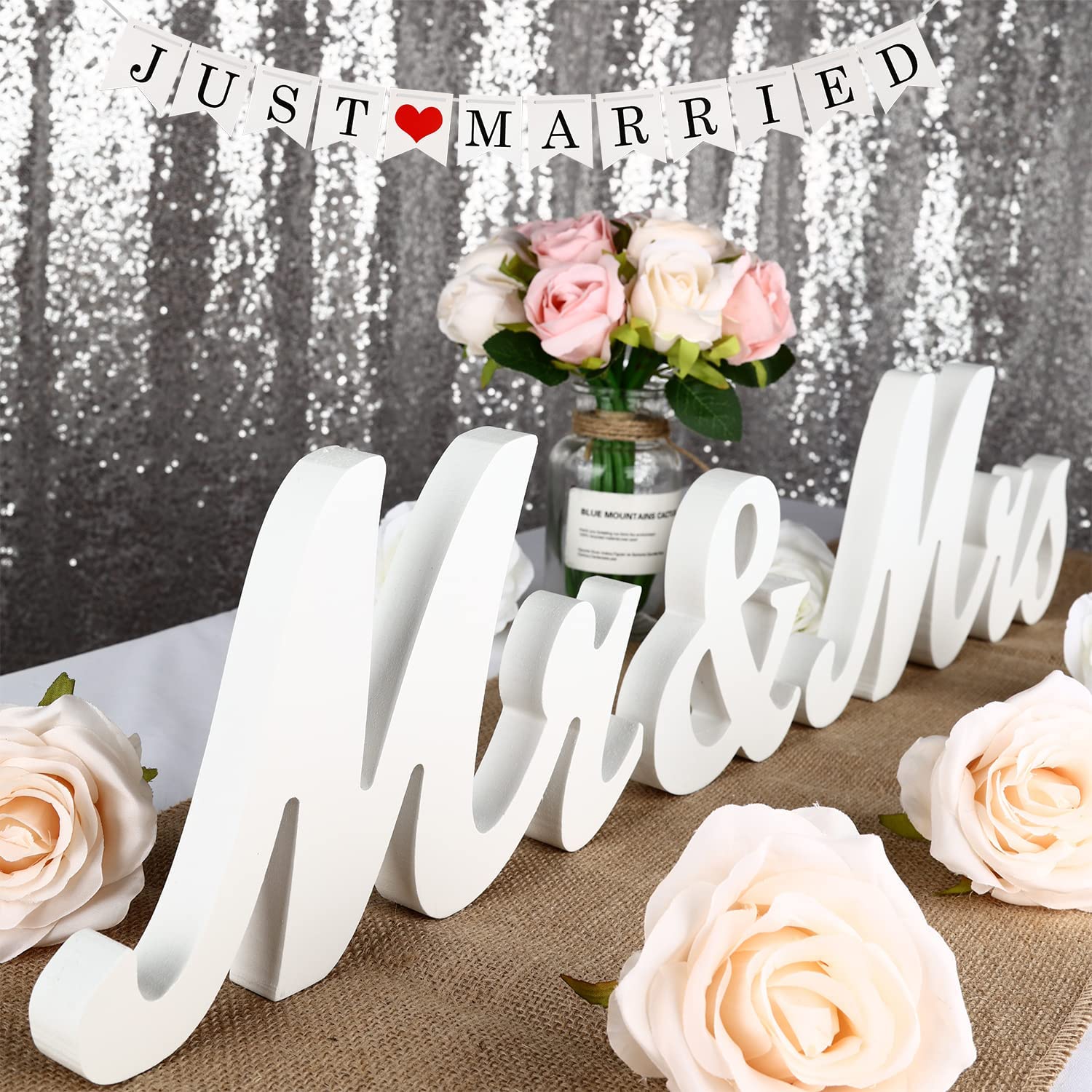 Mr and Mrs Sign & Just Married Banner
