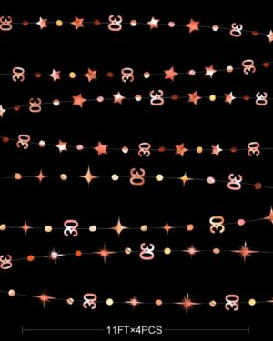 Number 30 Circle Dot Twinkle Star Garland