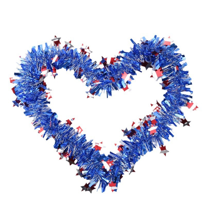 Patriotic Tinsel Garland Decoration  Star Metallic Tinsel Twist Garland