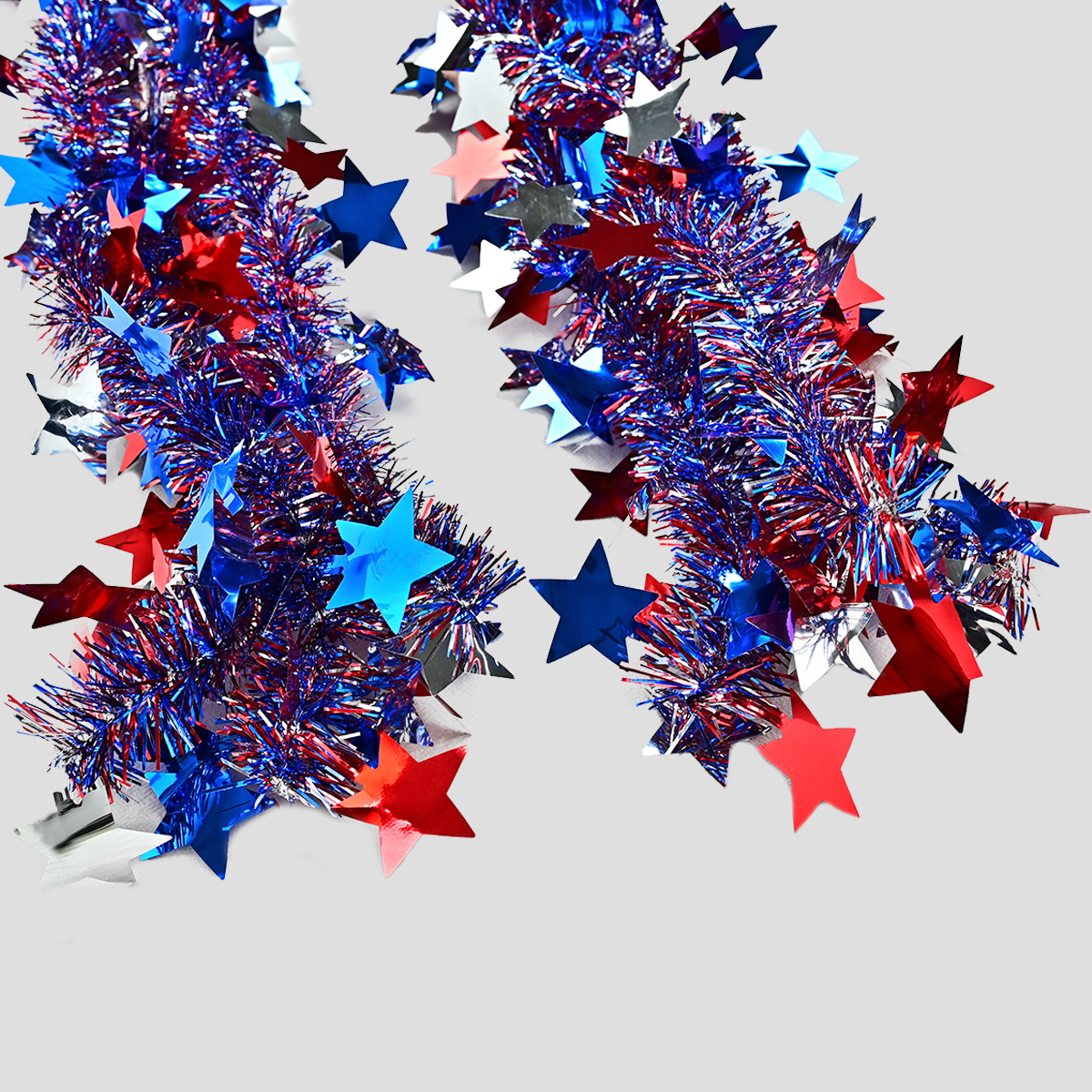 Patriotic Tinsel Garland Decoration  Star Metallic Tinsel Twist Garland