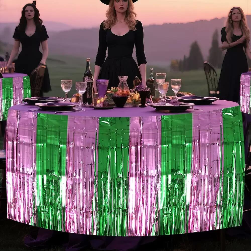 Foil Fringe Table Skirt Pink Tinsel Table Skirt Garland