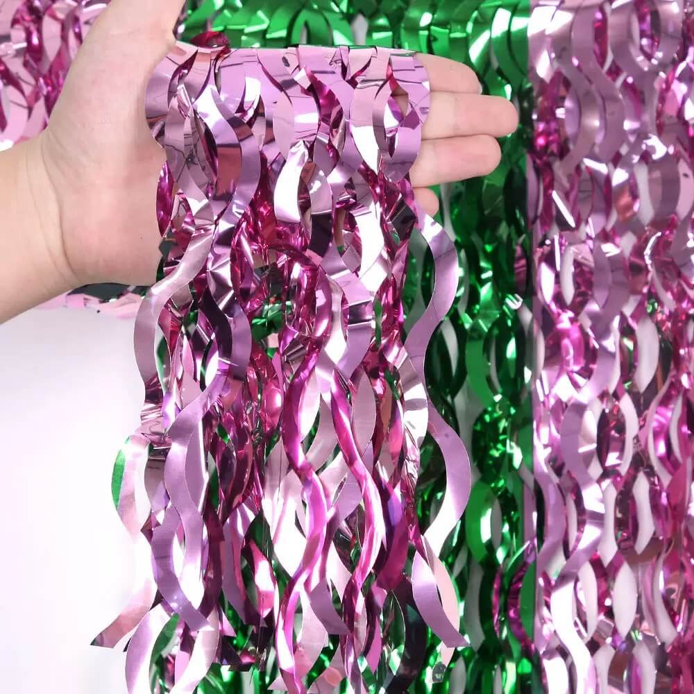 Foil Fringe Table Skirt Pink Tinsel Table Skirt Garland