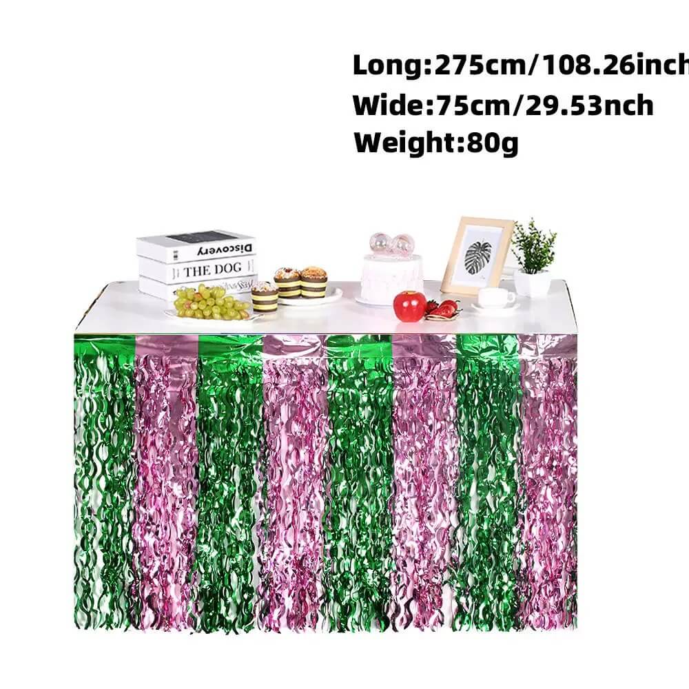 Foil Fringe Table Skirt Pink Tinsel Table Skirt Garland