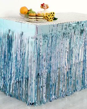 Foil Fringe Tinsel Table Skirts Banner for Rectangle Tables Tinsel