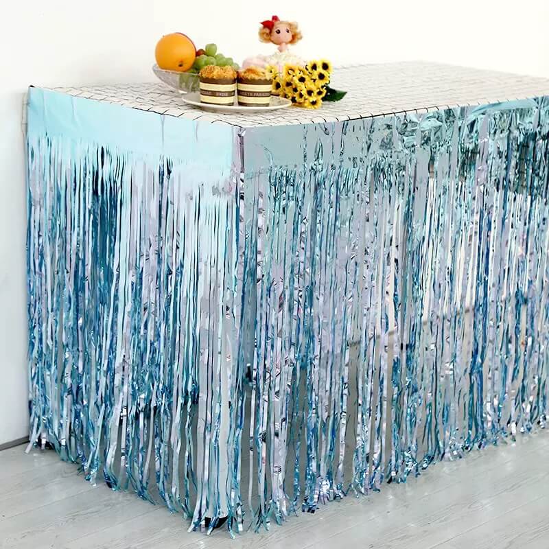 Foil Fringe Table Skirt Pink Tinsel Table Skirt Garland