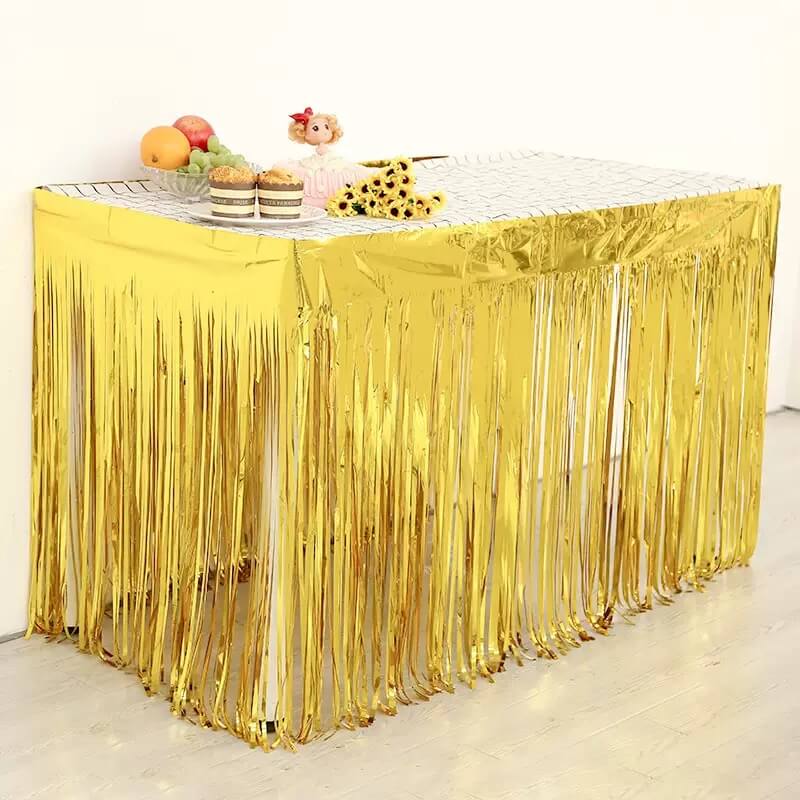 Foil Fringe Table Skirt Pink Tinsel Table Skirt Garland