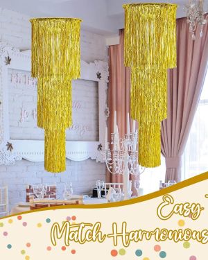 3 Tier Metallic Tinsel Chandelier Shimmering Fringe Chandelier Decor