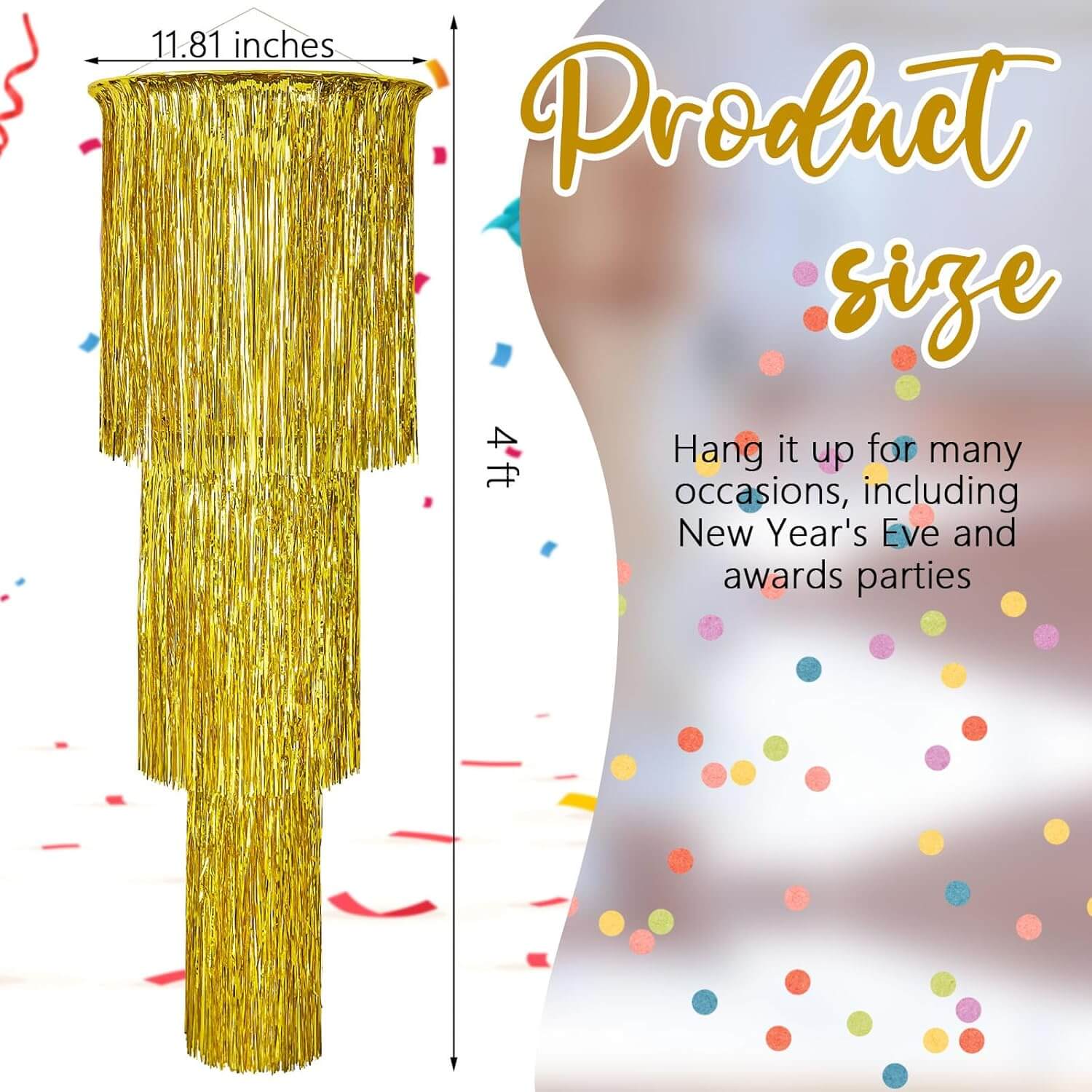 3 Tier Metallic Tinsel Chandelier Shimmering Fringe Chandelier Decor