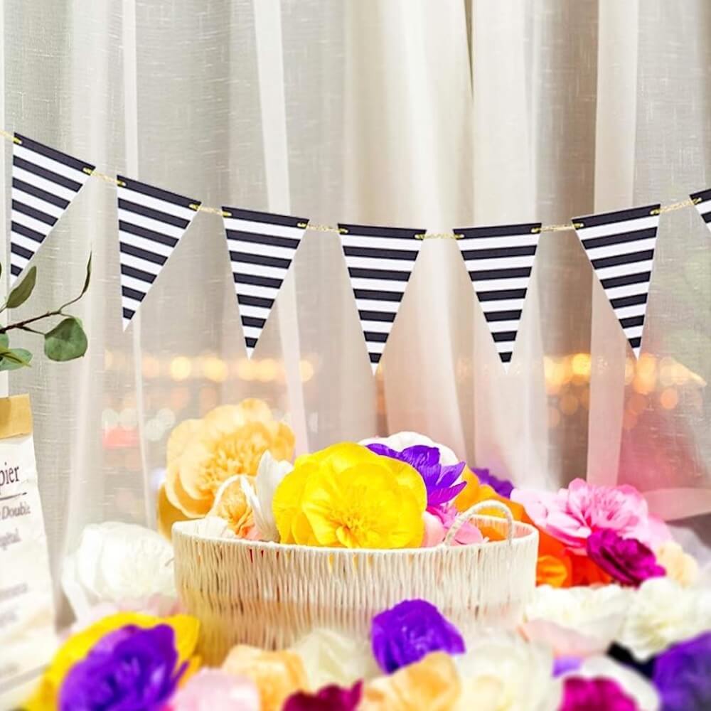 Black Striped Banner Pirate Pennant Decoration