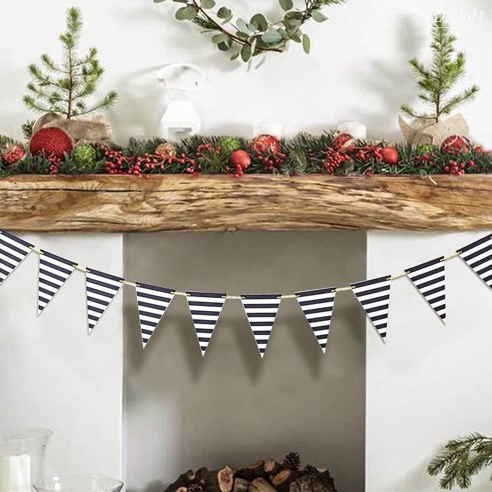 Black Striped Banner Pirate Pennant Decoration