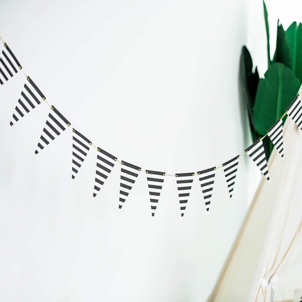 Black Striped Banner Pirate Pennant Decoration