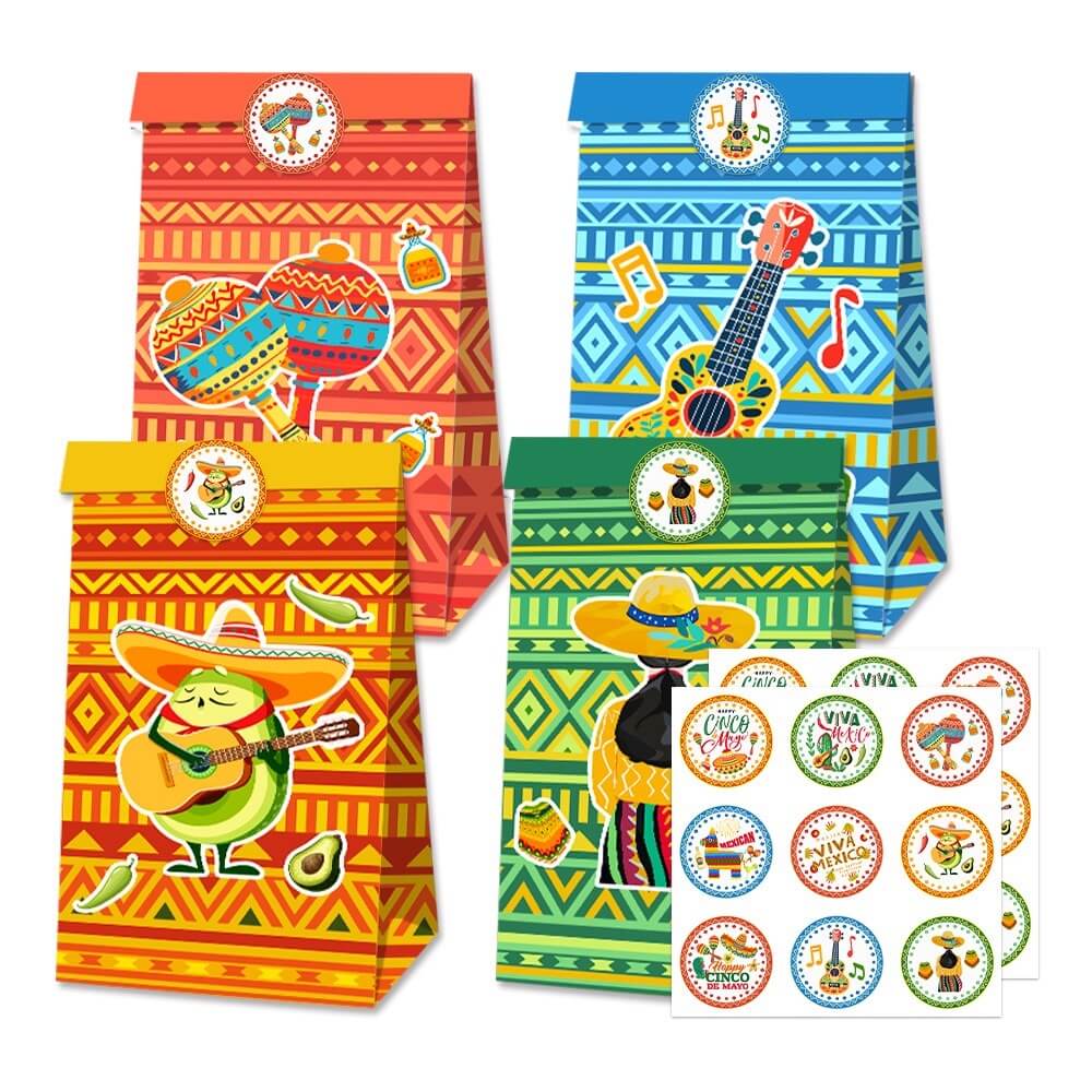 Mexican Fiesta Party Favor Bags Paper Goodie Bags