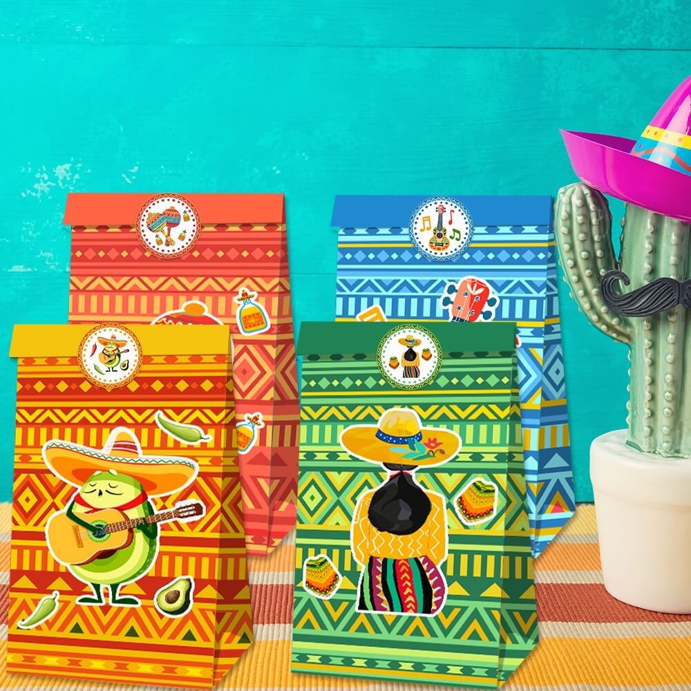 Mexican Fiesta Party Favor Bags Paper Goodie Bags