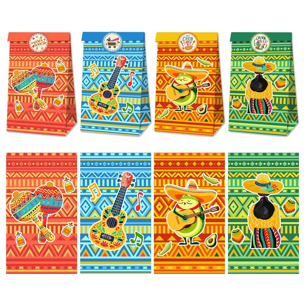 Mexican Fiesta Party Favor Bags Paper Goodie Bags