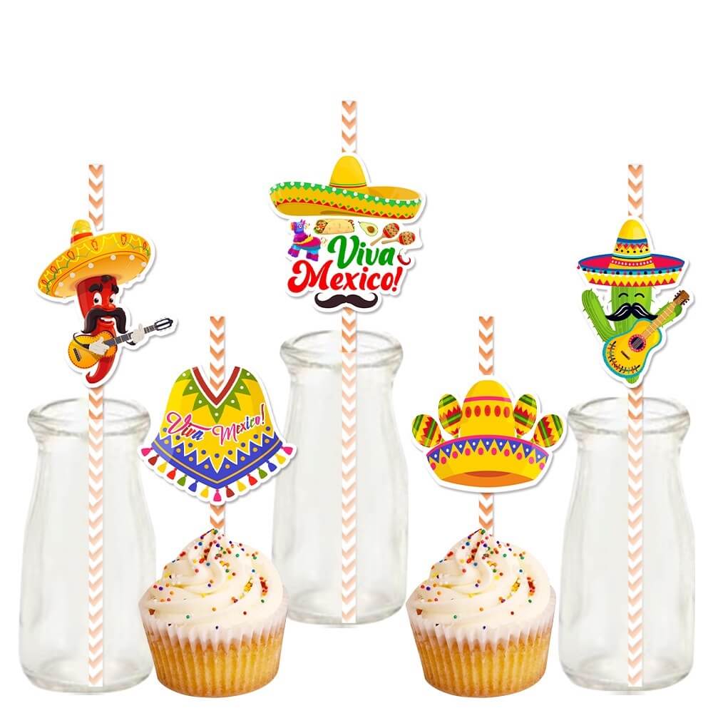 Mexican Straws for Fun Fiesta Taco Party Supplies