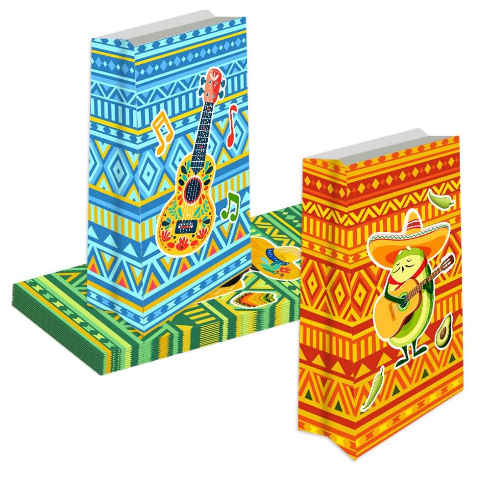 Mexican Fiesta Party Favor Bags Paper Goodie Bags