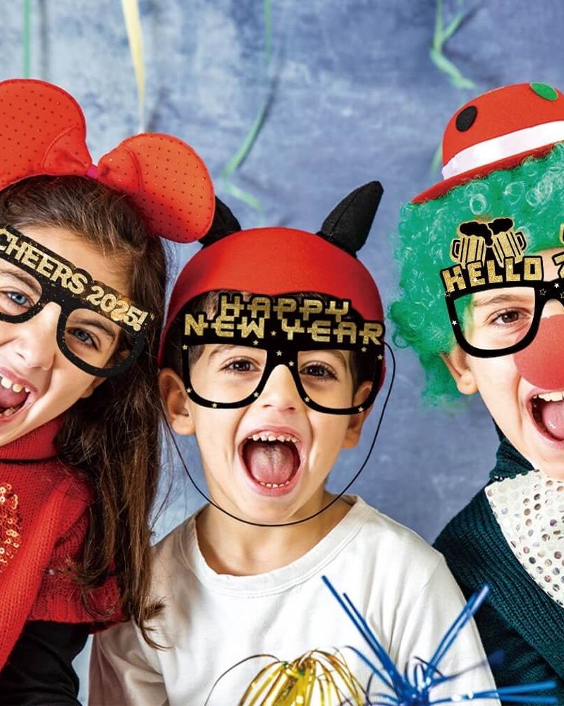 New year party hat and paper glasses photo props